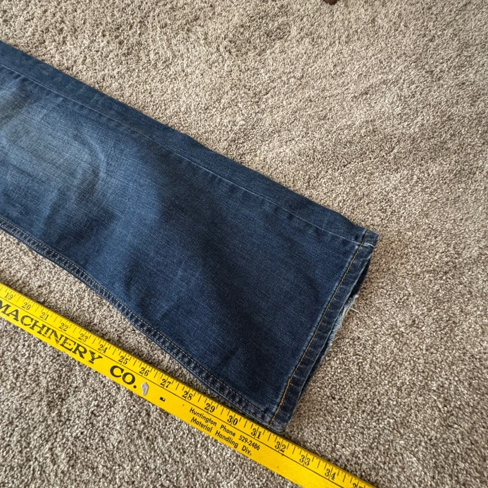 Levis 527 Slim Bootcut Jeans Mens 38x32 Dark Wash Stretch‎ Denim Blue Whiskered